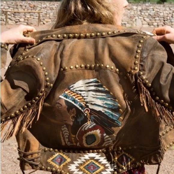 Double D Ranch fringe jacket studded embroidered induan chief design Rtl $1295 - Picture 13 of 13